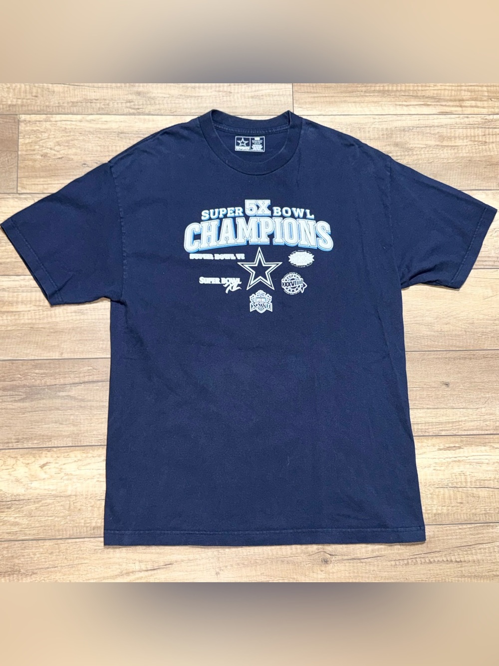 Dallas Cowboys 5X Super Bowl Champions NFL Team Apparel Retro Tee T Shirt Mens L